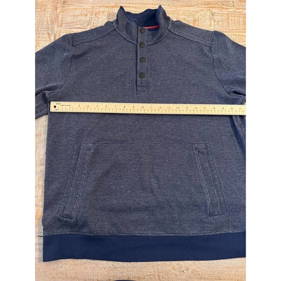 Tommy Bahama Mens L Knit Pullover 1/4 Button Gray Kangaroo Pocket - Picture 3 of 5